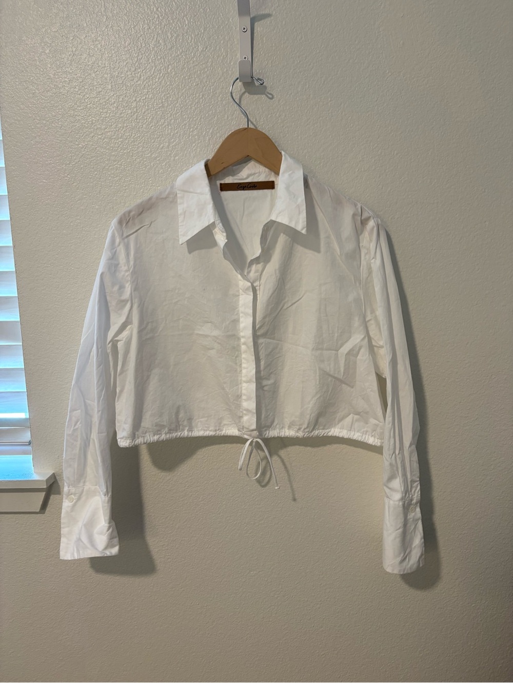 Enza Costa Poplin Drawcord Shirt in White, size 2 (Medium)